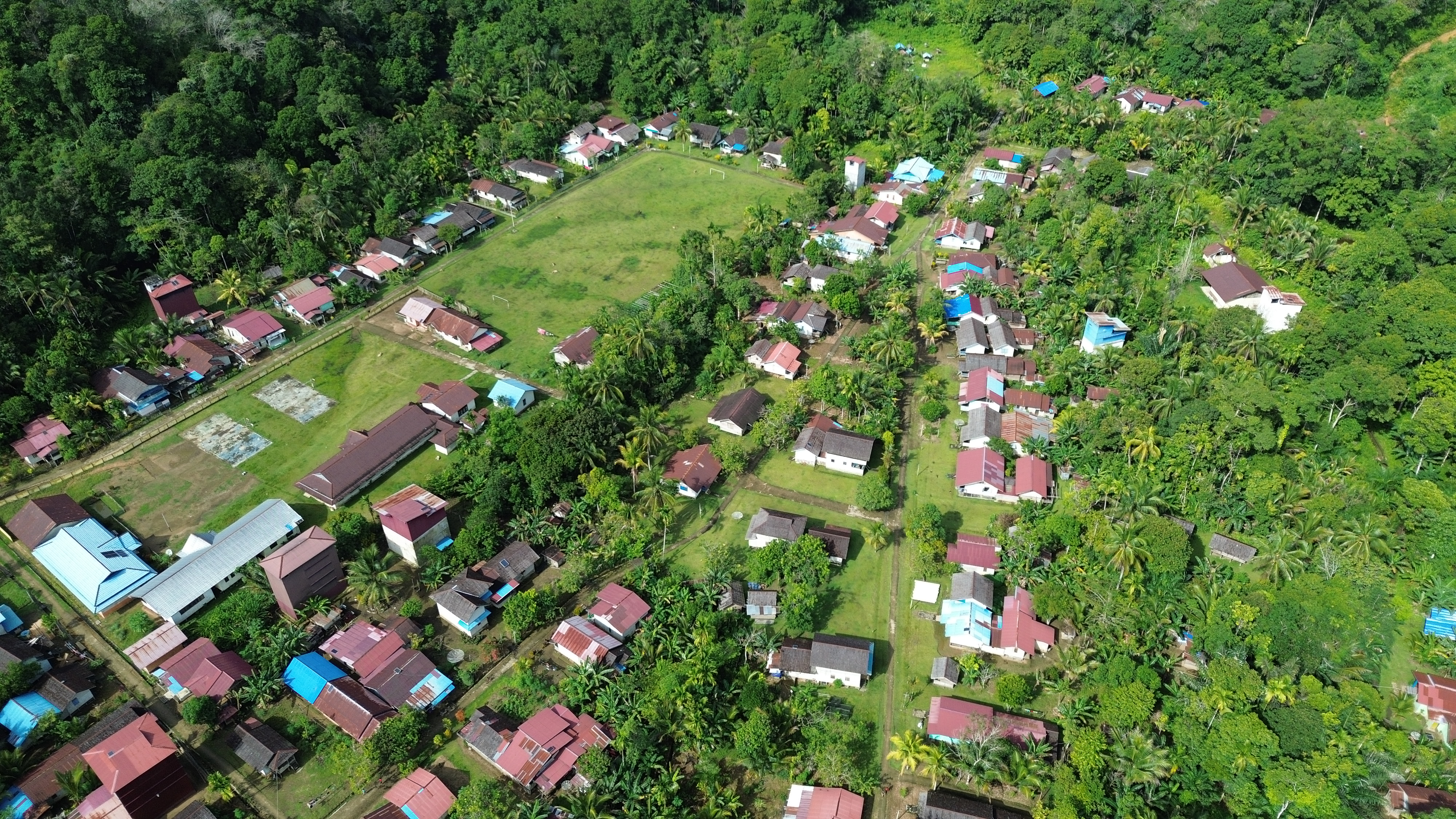 Foto 11. Panorama Desa Penyuguk, Kabupaten Melawi, Kalimantan Barat. (Foto oleh WWF Indonesia/Munaweroh)/Desa Penyuguk dari ketinggian. Foto oleh WWF Indonesia/Panda CLICK!/ Hilarius Nikodemus Juan)