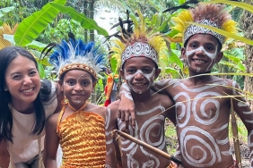Aurelie Moeremans and Children in Papua